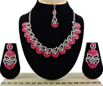 VATSALYA creation Alloy Gold-plated Ruby Red Jewellery Set(Pack of 1)