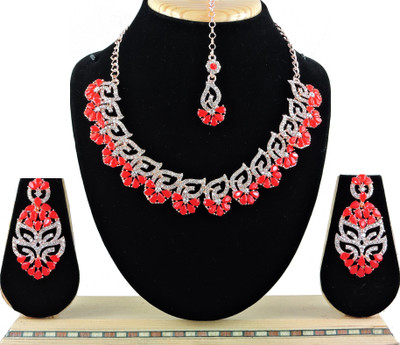VATSALYA creation Alloy Gold-plated Red, Silver Jewellery Set(Pack of 1)