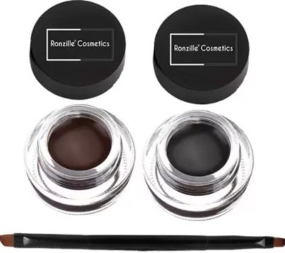 RONZILLE Brown & Black 2 in 1 Waterproof & Smudge Proof 24hrs Gel Eyeliner /Gel Kajal(black,brown, 6 g)