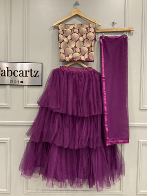 SHREE CREATION Solid Semi Stitched Lehenga Choli(Purple)