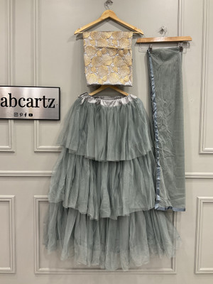 Fabcartz Self Design Semi Stitched Lehenga Choli(Grey)