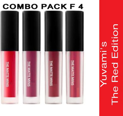 Yuvami's The Red Edition Matte Liquid Lipstick Set of 4(Red Edition, 16 ml)