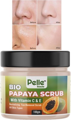 Pelle Beauty Bio Papaya Scrub With Vitamin C & E Revitalizing Tan Removal Scrub All Skin Type 100gm(100 g)