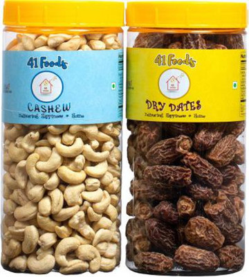 41 foods Dry fruits combo pack of Dry Dates Cashews | kaju Khajoor (150x2) 300 GM Cashews, Dry Dates(2 x 150 g)