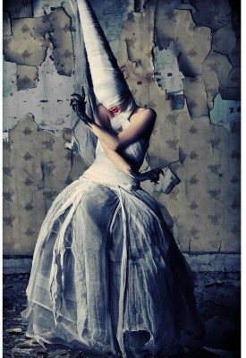 Artzfolio Shot Of A Twilight Girl In White Dress Vinyl Wall Sticker 28 x 42 inch(42 inch X 28 inch, Multicolor)