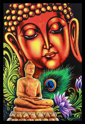 Mmory Beautiful Decorative Buddha Wall Decor Art Painting Digital Reprint 12 inch x 9 inch Painting(With Frame)