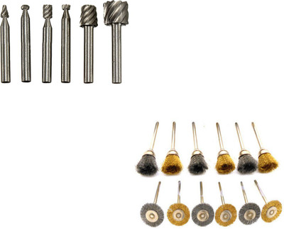 Digital Craft 6Pc HSS Rotary Burs Set,12Pc Wire Brush Set,, 6Pc HSS Rotary Burs Set,12Pc Wire Brush Set,, Rotary Tool(3 mm)