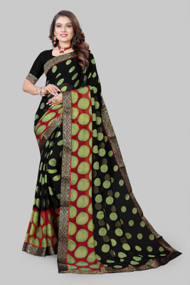 mahalaxmi fab Digital Print Bollywood Brasso Saree(Red, Black)