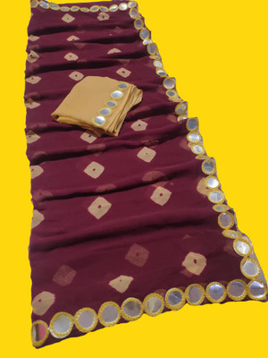 NeeLKANTH ENTERPRISE Printed, Embellished Bandhani Chiffon Saree(Brown)