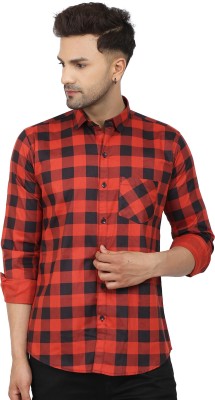 Liza Martin Men Checkered Casual Red Shirt