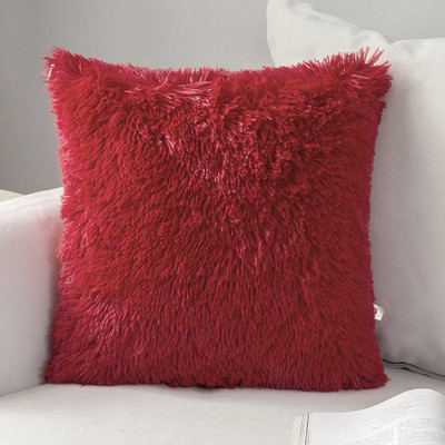 Cyuteenuts Microfibre, Polyester Fibre Solid Cushion Pack of 1(Red)