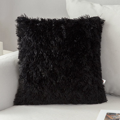 Cyuteenuts Microfibre, Polyester Fibre Solid Cushion Pack of 1(Black)