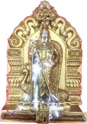HOIVA (PACK OF 1) Murugan Idol with Vel and Peacock, 13 cm Height, Golden Color Decorative Showpiece  -  12 cm(Brass, Gold)
