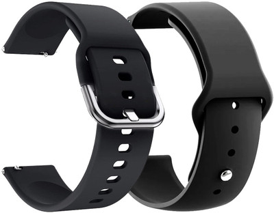 AOnes Pack of 2 Silicone Watch Strap for Noise Hrx X-Fit 1 Smart Watch Strap(Black)