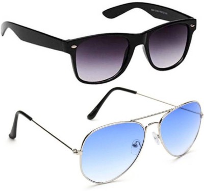 UZAK Aviator Sunglasses(For Men & Women, Black, Blue)