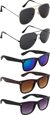 UZAK Wayfarer, Aviator Sunglasses(For Men & Women, Multicolor)