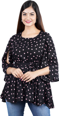 Flawless Casual Printed Women Black Top