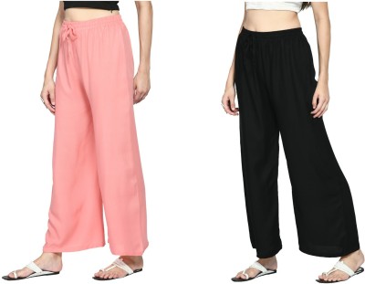 MTI FASHIONS Relaxed Women Pink, Black Trousers