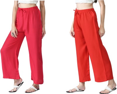 MTI FASHIONS Relaxed Women Pink, Red Trousers