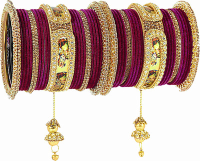 ZULKA Metal Zircon Bangle Set(Pack of 46)