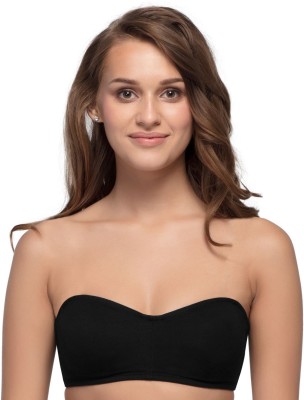 Enamor Wirefree A019 Perfect Shaping Cotton Strapless Women Bandeau/Tube Non Padded Bra(Black)