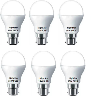 Nightstar 15 W Basic Round B22 LED Bulb(White, Pack of 6)