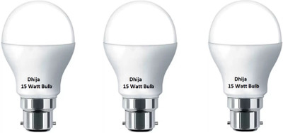 Dhija 15 W Basic Round B22 LED Bulb(White, Pack of 3)