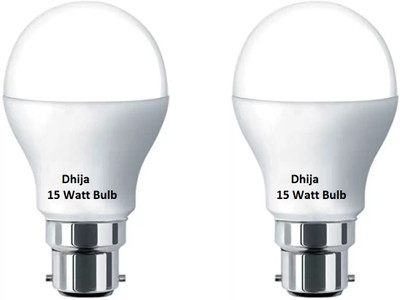 Dhija 15 W Basic Round B22 LED Bulb(White, Pack of 2)