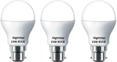 Nightstar 15 W Basic Round B22 LED Bulb(White, Pack of 3)