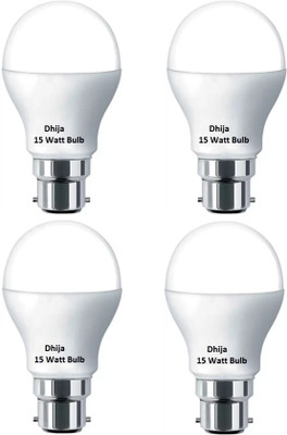 Dhija 15 W Basic Round B22 LED Bulb(White, Pack of 4)