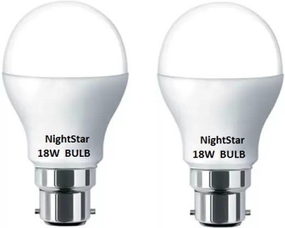 Nightstar 18 W Round B22 LED Bulb(White, Pack of 2)