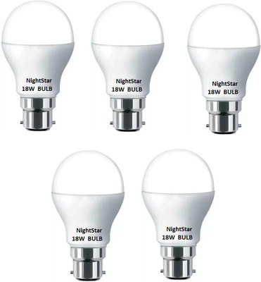 Nightstar 18 W Basic Round B22 LED Bulb(White, Pack of 5)