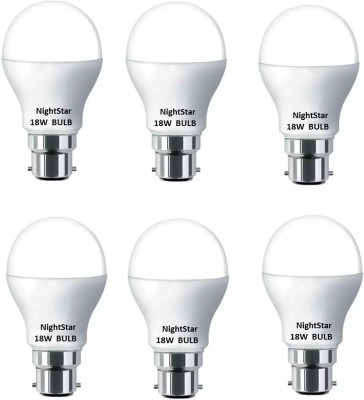 Nightstar 18 W Round B22 LED Bulb(White, Pack of 6)