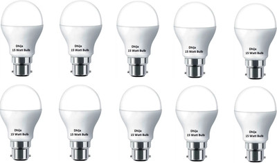 Dhija 15 W Basic Round B22 LED Bulb(White, Pack of 10)