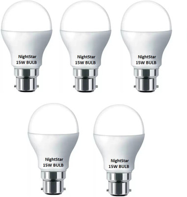 Nightstar 15 W Basic Round B22 LED Bulb(White, Pack of 5)