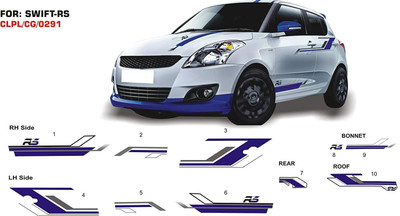 Automaze Sticker & Decal for Car(Blue, White, Grey)