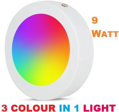 Brightstar 9W 3in1 Multicolour Surface Led (Red/Pink/Blue) Pack-1 Recessed Ceiling Light Ceiling Lamp(Red, Blue, Pink)