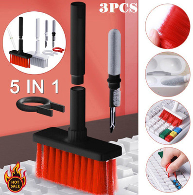 FIVANIO 5in1 Keyboard Cleaning Brush Earphone Cleaning Pen Ear buds Cleaner kit for Computers, Laptops, Gaming, Mobiles(PACK OF 3 (Multicolor))