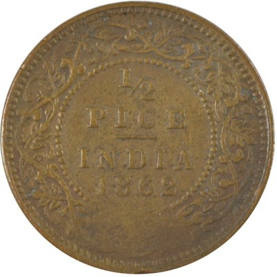 Mintage World British India Victoria Queen - 1_2 Pice 1862 calcutta Modern Coin Collection(1 Coins)
