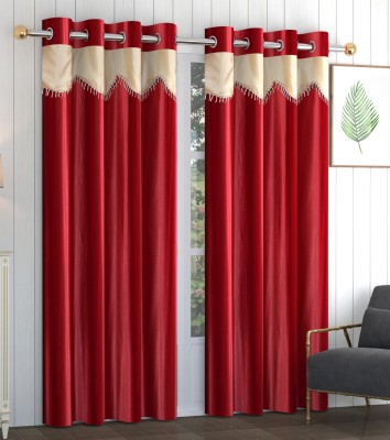 Lucacci 274 cm (9 ft) Polyester Semi Transparent Long Door Curtain (Pack Of 2)(Solid, Maroon)