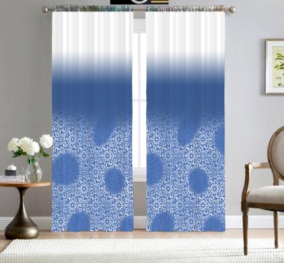 Goal 154 cm (5 ft) Polyester Room Darkening Window Curtain (Pack Of 2)(Floral, Blue)