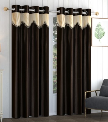 Lucacci 274 cm (9 ft) Polyester Semi Transparent Long Door Curtain (Pack Of 2)(Solid, Brown)