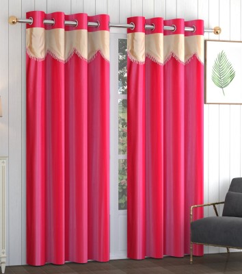 VeNom 152 cm (5 ft) Polyester Room Darkening Window Curtain (Pack Of 2)(Self Design, Pink)