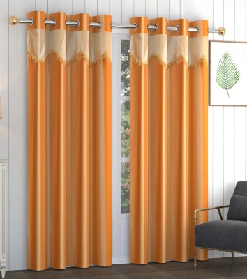 DAKSH 213 cm (7 ft) Polyester Room Darkening Shower Curtain (Pack Of 2)(Self Design, Gold)
