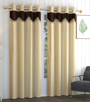 Lucacci 274 cm (9 ft) Polyester Semi Transparent Long Door Curtain (Pack Of 2)(Solid, Cream)