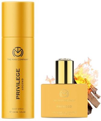 THE MAN COMPANY Privilege Legend Deodorant for Men 150ml with Firewood EDP 30ml Perfume Body Spray – For Men (180 ml, Pack of 2)