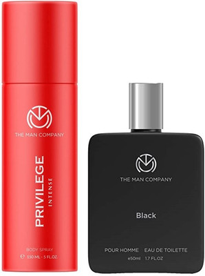 THE MAN COMPANY Privilege Intense Deodorant for men 150ml with Black EDT 50ml Perfume Body Spray – For Men (200 ml, Pack of 2)