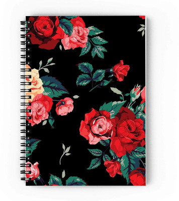 epheriwala Rose Floral Spiral Notebook - A5, A5 Diary unruled 160 Pages(Red)