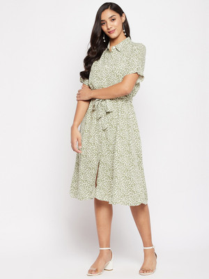 DUKE Women A-line Green Below Knee Dress