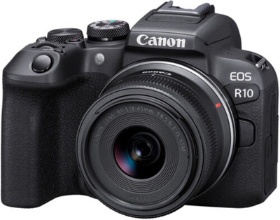 Canon EOS R10 Mirrorless Camera Body with RF-S 18 - 45 mm f/4.5 - 6.3 IS STM Lens(Black)